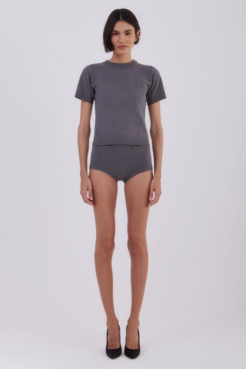 T-SHIRT TRICOT CINZA