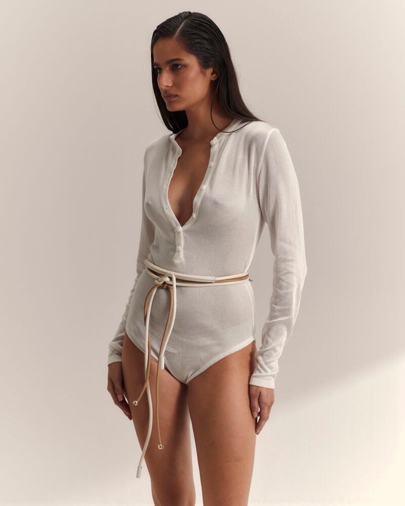 BODY CARDIGAN DE TRICOT OFF-WHITE