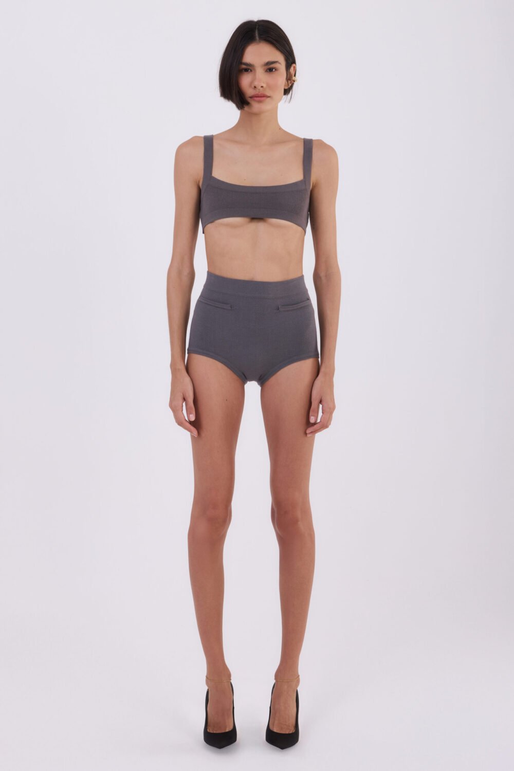 HOT-PANT TRICOT CINZA