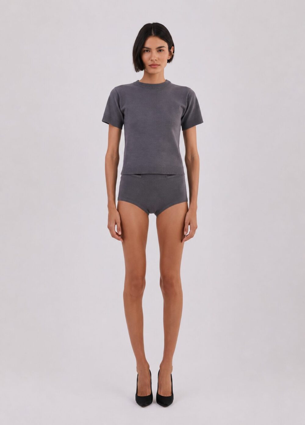 T-SHIRT TRICOT CINZA